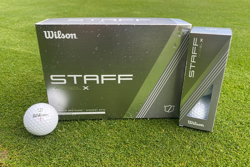 The Wilson Staff Model X golf ball packaging