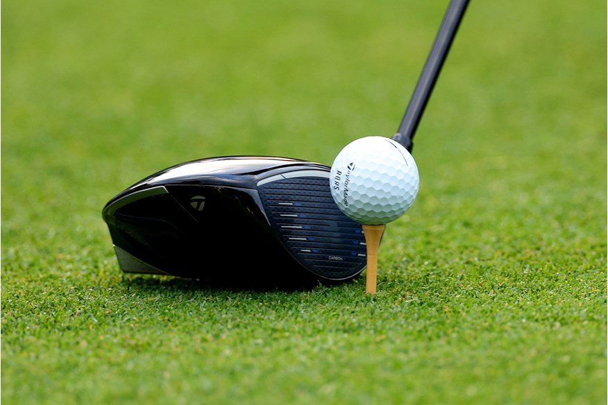 Rory McIlroy's golf ball teed up.