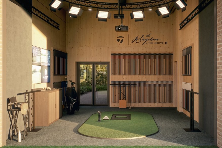 Inside a fitting bay at TaylorMade's Kingdom at The Grove.