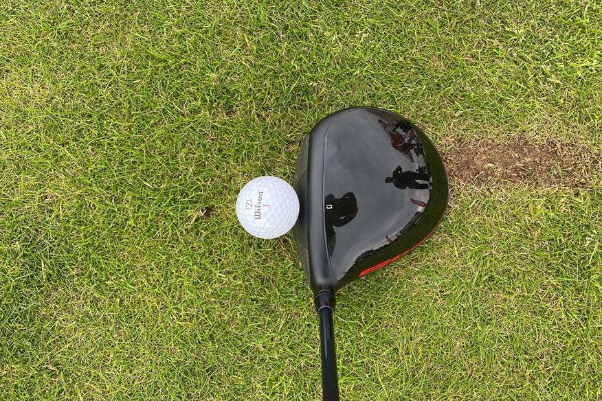 Wilson Dynapower LS driver addressing the golf ball view from above